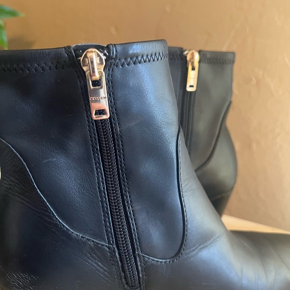 Black Coach Pell Booties with Gold Detailing - Picture 6 of 10